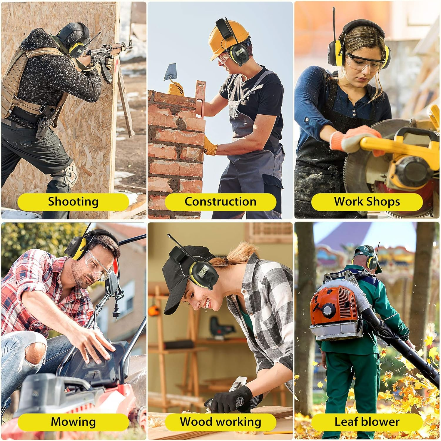 AM/FM Radio Headphones with Digital Display, 30Db AM FM Hearing Protection Safety Earmuffs, Ear Protection for Mowing image number 2