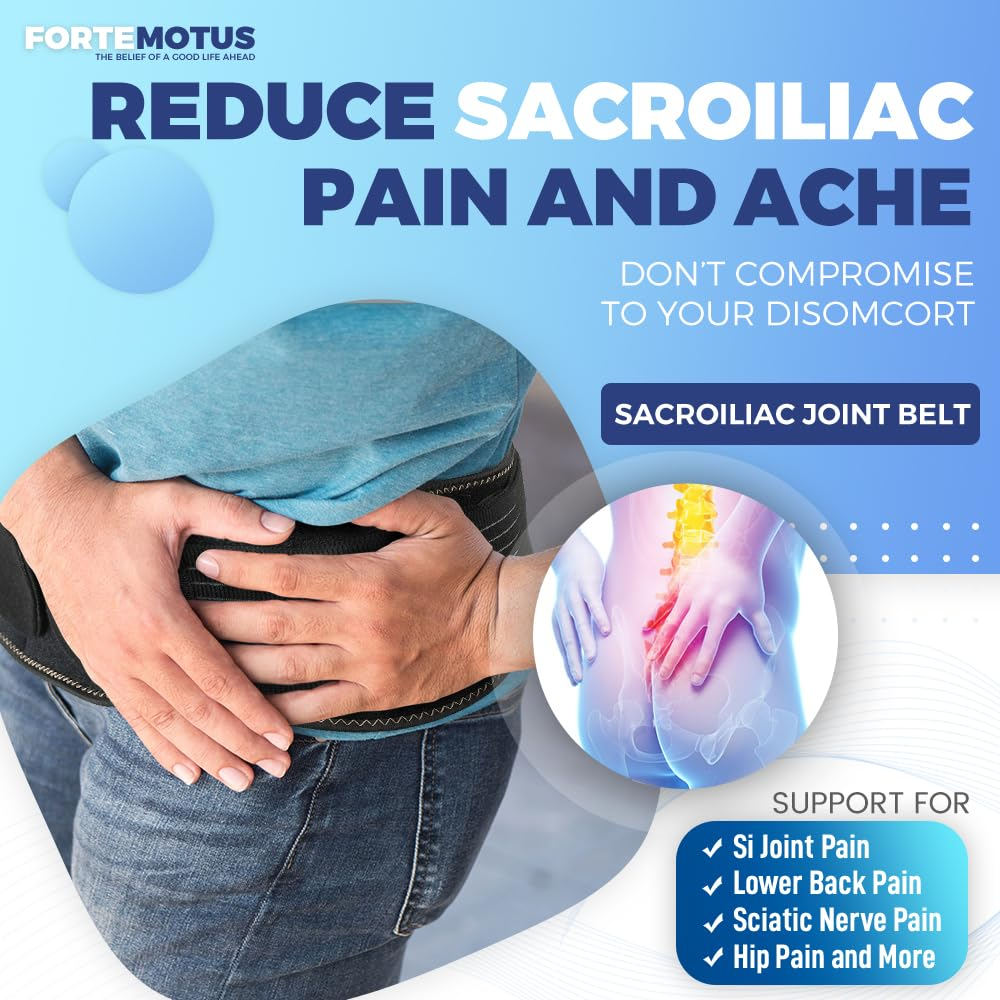 FORTEMOTUS Sacroiliac Hip Belt, Sacroiliac Joint Belt with Adjustable Compression Support Back Brace for Sciatica, Pelvic, Lower Back Pain Relief, L image number 4