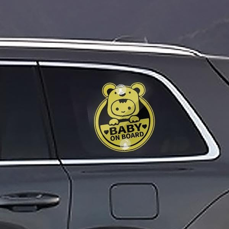 Assured Signs Baby on Board Sign with Suction Cups,Baby Safety Warning Decal for Cars- Bright Yellow, Durable and Strong Suction (Bear Baby on Board) image number 5