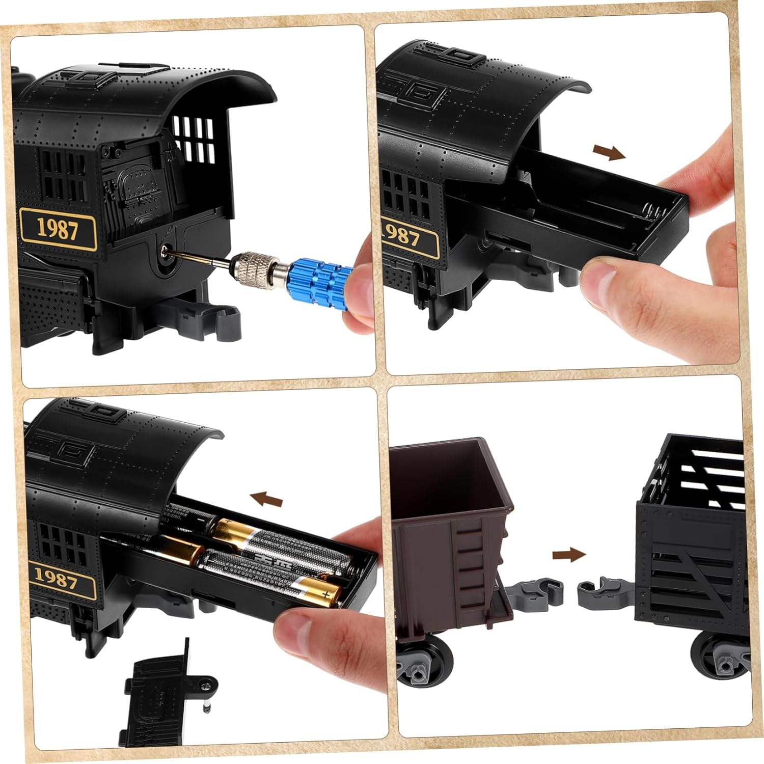 Vaguelly Steam Locomotive Train Set Battery Powered Train Toys Simulation Train Models Electric Train Sets with Smoke for Kids Birthday Party Supplies image number 3