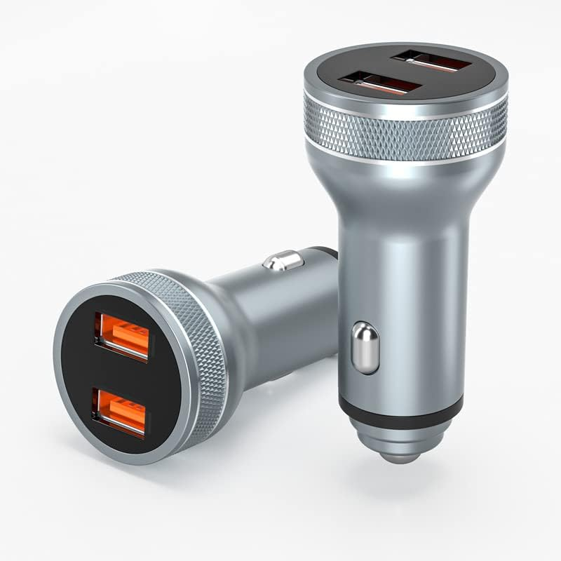 Universal Metal Dual USB Ports LED Voltage Detector Display Car Charger Socket, 2 Port Fast USB 18W Car Adaptor Cigarette Lighter USB Car Phone Quick Charge QC3.0 for Iphone, Samsung, Xiaomi, HTC Ipad image number 1