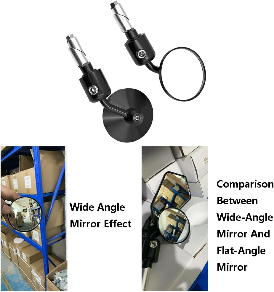 Baceyong Motorcycle Bar End Rear View Mirror,Fit for 22Mm/7/8" Standard Motorcycl Handlebars,Adjustable Rear View Mirror image number 6