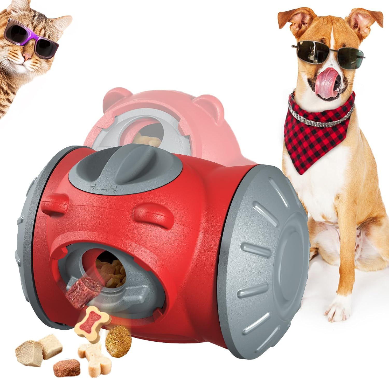 Pet Treat Dispenser for Cats & Small/Medium Dogs - Interactive Puzzle Feeder Toy with Adjustable Slow Food Dispensing (Pink Bear) image number 2