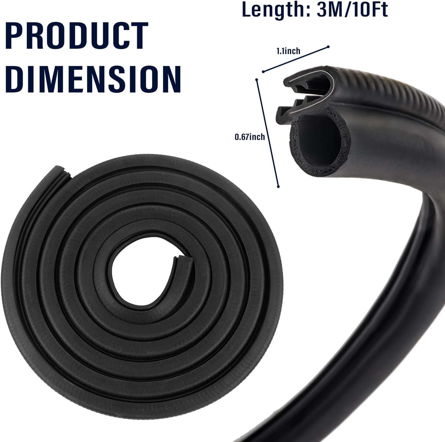 10Ft Car Door Weather Stripping Door Seal Strip,U-Shaped Rubber Edge Trim with Steel Strip Door Sealers for Door Frame of Car Truck SUV RV Boat Home,Keeps Cars Interior Tidy and Quieter (10Ft) image number 5