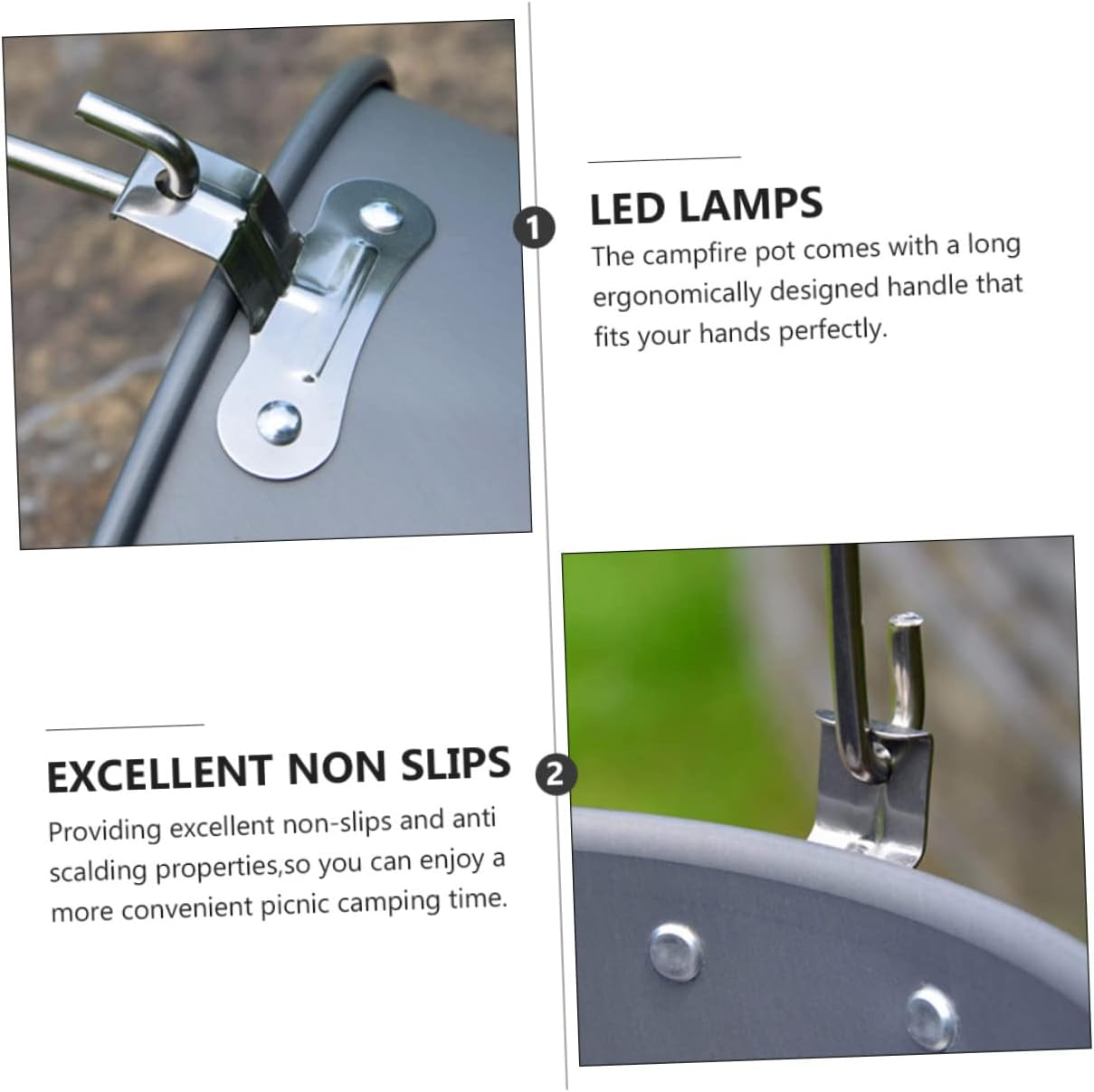 Capacity Hanging Pot Picnic Cookware Lightweight Camping Pot Outdoor Tableware Accessories for Camping Cooking Utensils image number 3