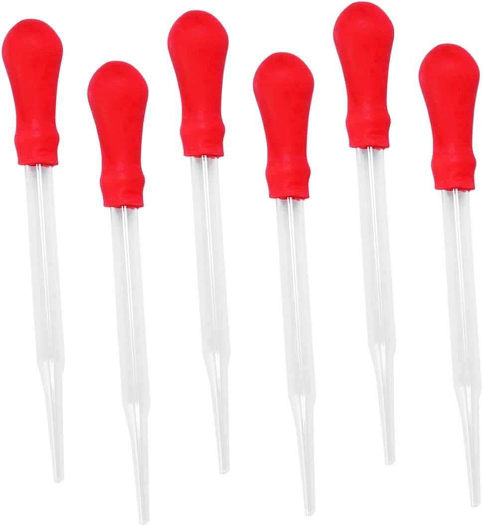 BESTOYARD 10Pcs 12Cm Glass Pipette Droppers Silicone Bulbs Red Head for Laboratory and Home Use Eye Dropper Set image number 1