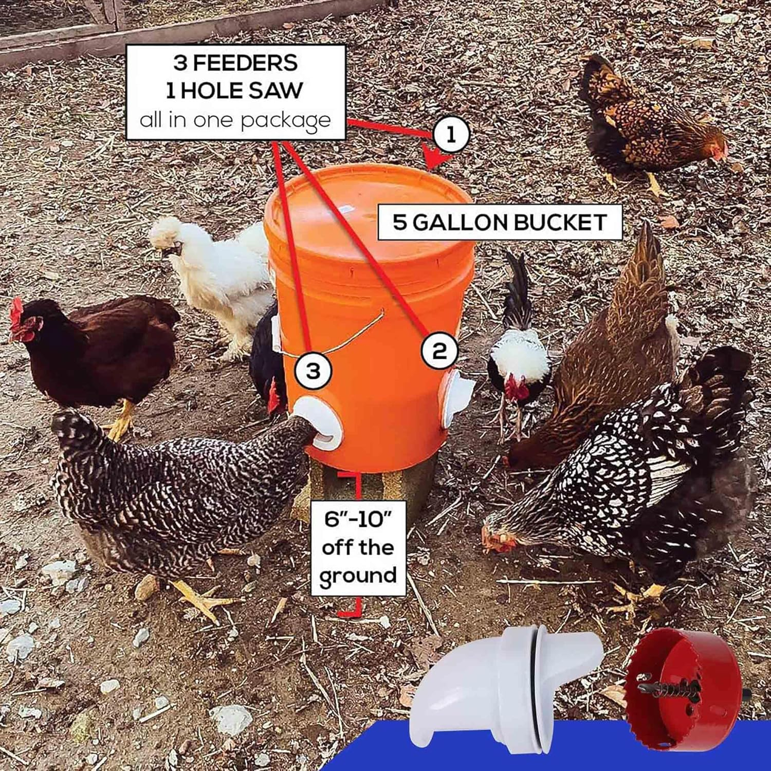 DTOTSFCZF 6 Pcs Chicken Feeder Water Dispenser Coop Accessories Band Hole Saw for Bucket image number 2