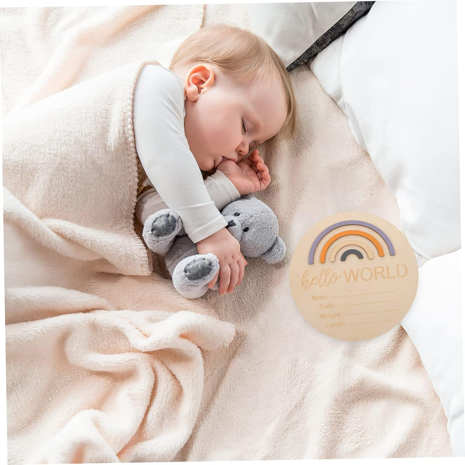 ERINGOGO Wooden Milestone Cards Rainbow Design Newborn Monthly Announcement Discs Photo Prop Keepsake for Nursery and Name Sign image number 5