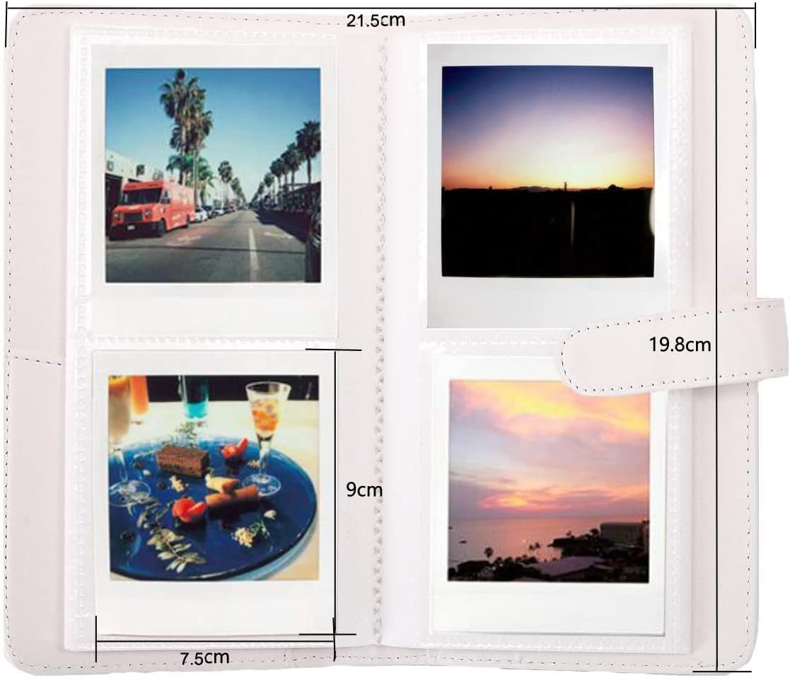 Mini Photo Album for Fujifilm Instax Square SQ6, 80 Pockets Premium PU Leather Film Wallet for Instax Square SQ1/SQ10/SQ20/SQ6 Instax Camera and SHARE SP-3 Polaroid Printer-White image number 6