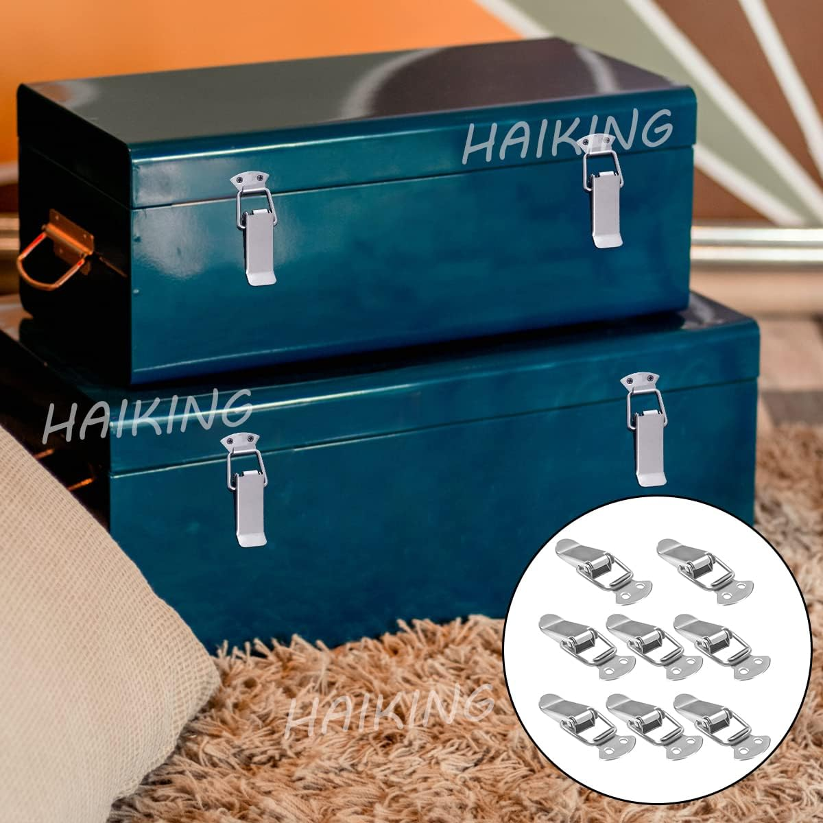 Tool Box Buckle, 8 PCS Stainless Steel Spring Toggle Locks for Cabinet, Boxes, Suitcase (90Mm Overall Length) image number 6