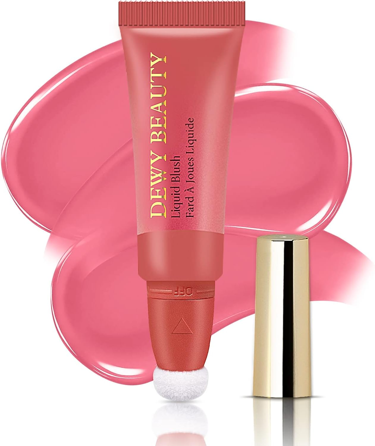 Liquid Blush Wand, Cream Liquid Blush with Cushion Applicator for Cheeks Tint, Long-Wearing Makeup,Natural-Looking, Glow Dewy Finish, Weightless Blendable Liquid Blush Stick (104 Cheery)