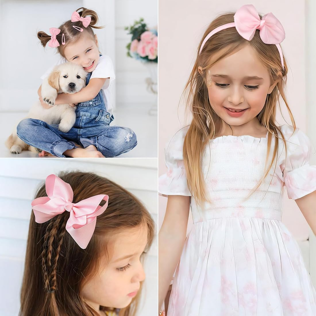 Pack of 20 Hair Clips Hair Bows Girls Hair Rings Ponytail Hair Band Hair Clips with Bows Baby Children Women Wedding Party Children'S Day Gift (Pack of 20) image number 3