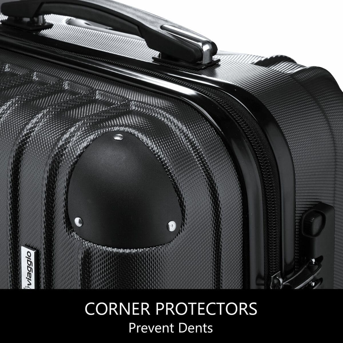 4 Piece Luggage Set Carry on Suitcase Lightweight Traveller Bag ABS Hard Shell Black