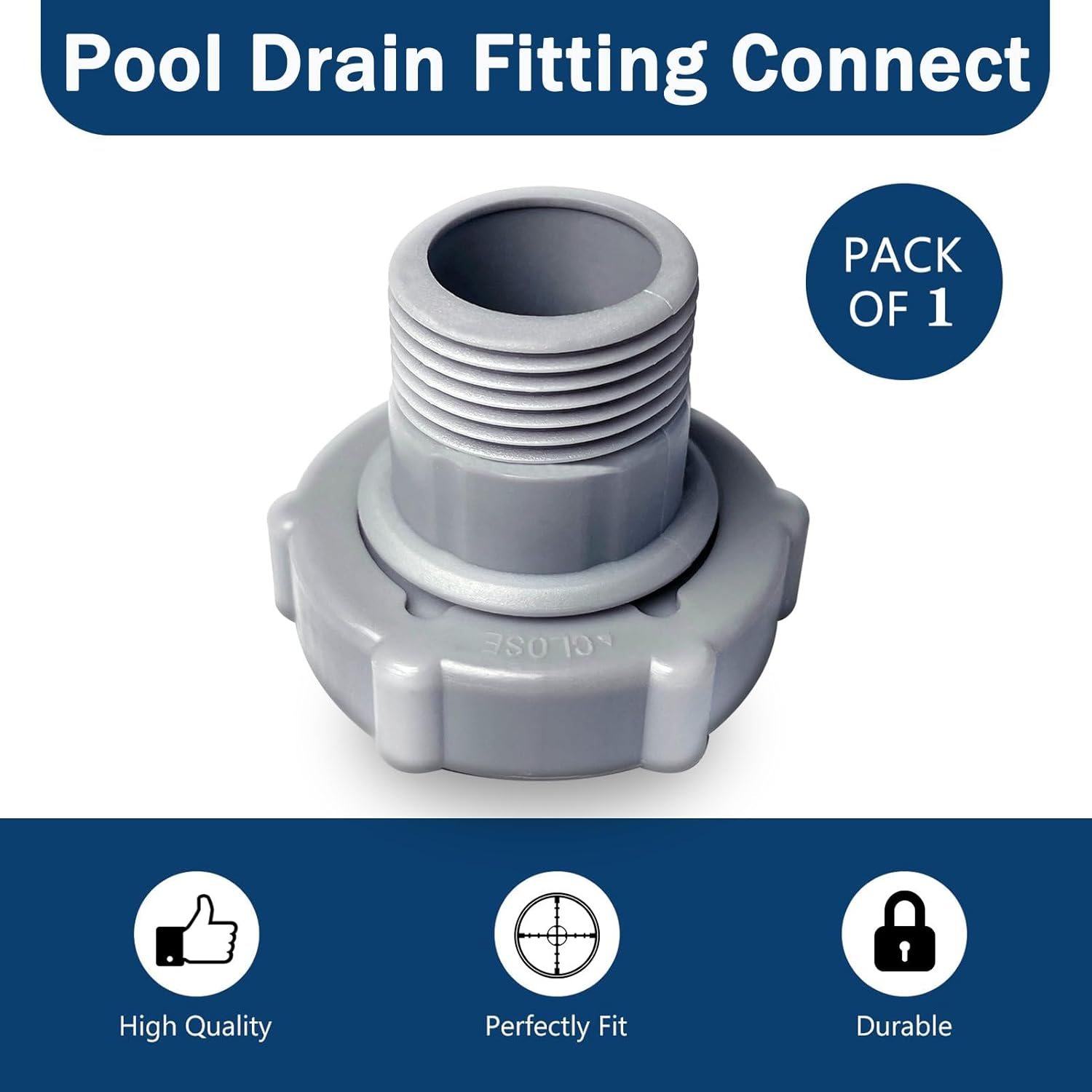Pool Drain Fitting Connects Fits for Coleman Pools, Id1.5-Inch Connect to the Bottom of the Pool and Od1.0-Inch Connect to the Garden Pipe image number 1