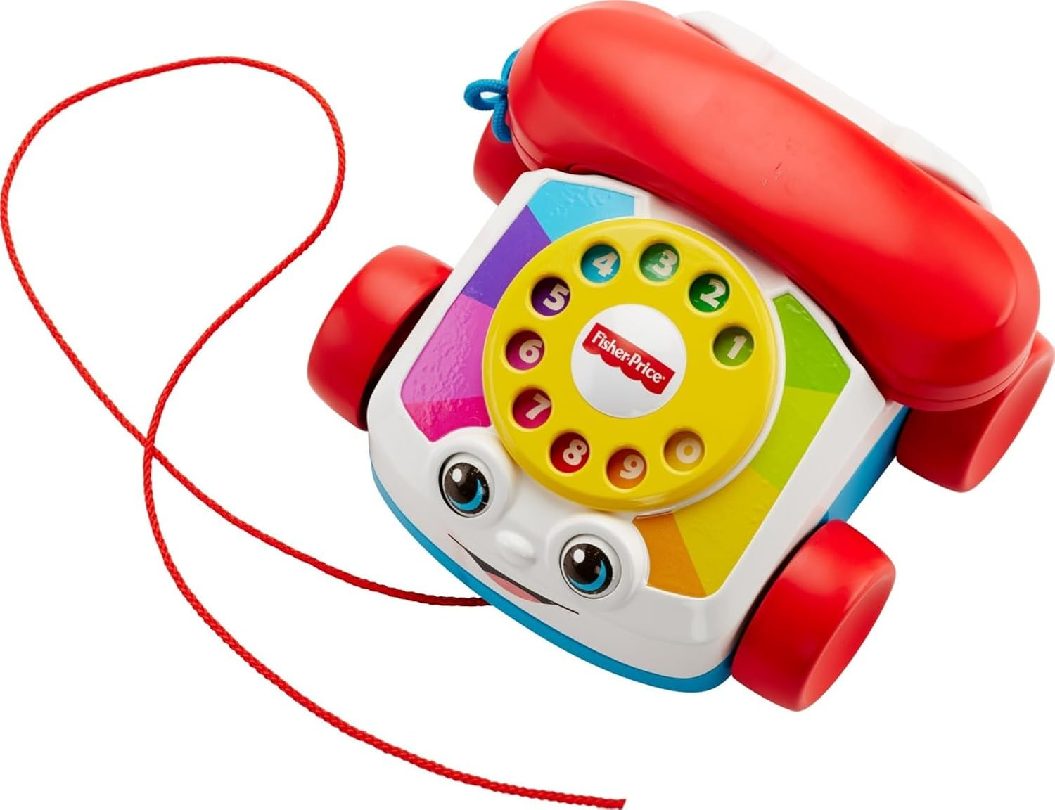 Fisher-Price Toddler Pull Toy Chatter Telephone Pretend Phone with Rotary Dial and Wheels for Walking Play Ages 1+ Years image number 3