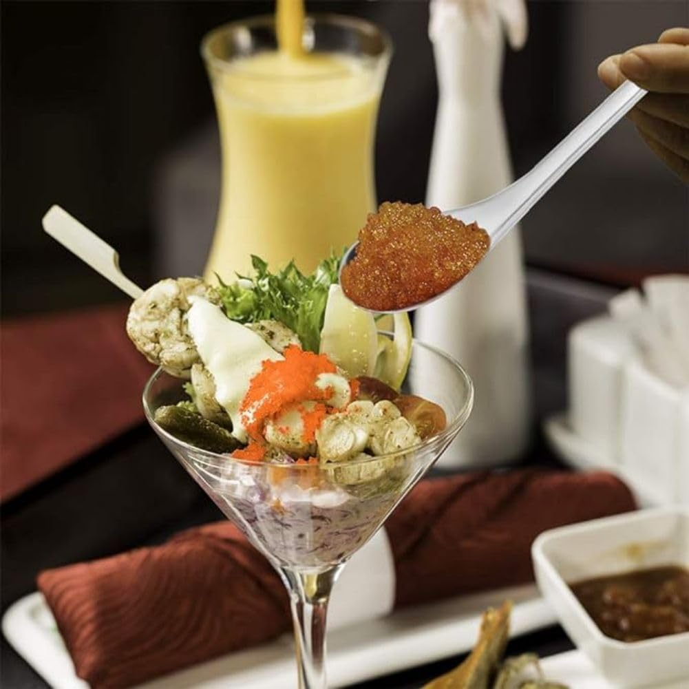 Spherification Spoon Stainless 2Pcs Steel Metal Caviar Spoon Small Slotted Bar Spoon Egg Strainer Cuisine Strainer for Molecular Gastronomy Bar image number 2