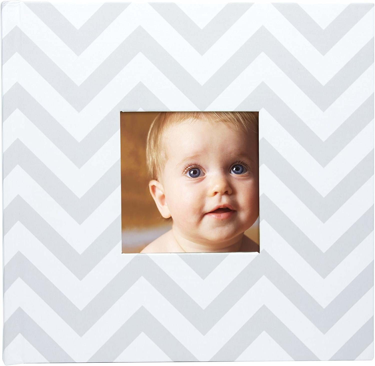 Pearhead Baby Photo Album for Baby Girl or Baby Boy, Gender Neutral Baby Memory Book, Baby Shower, Gray Chevron image number 1