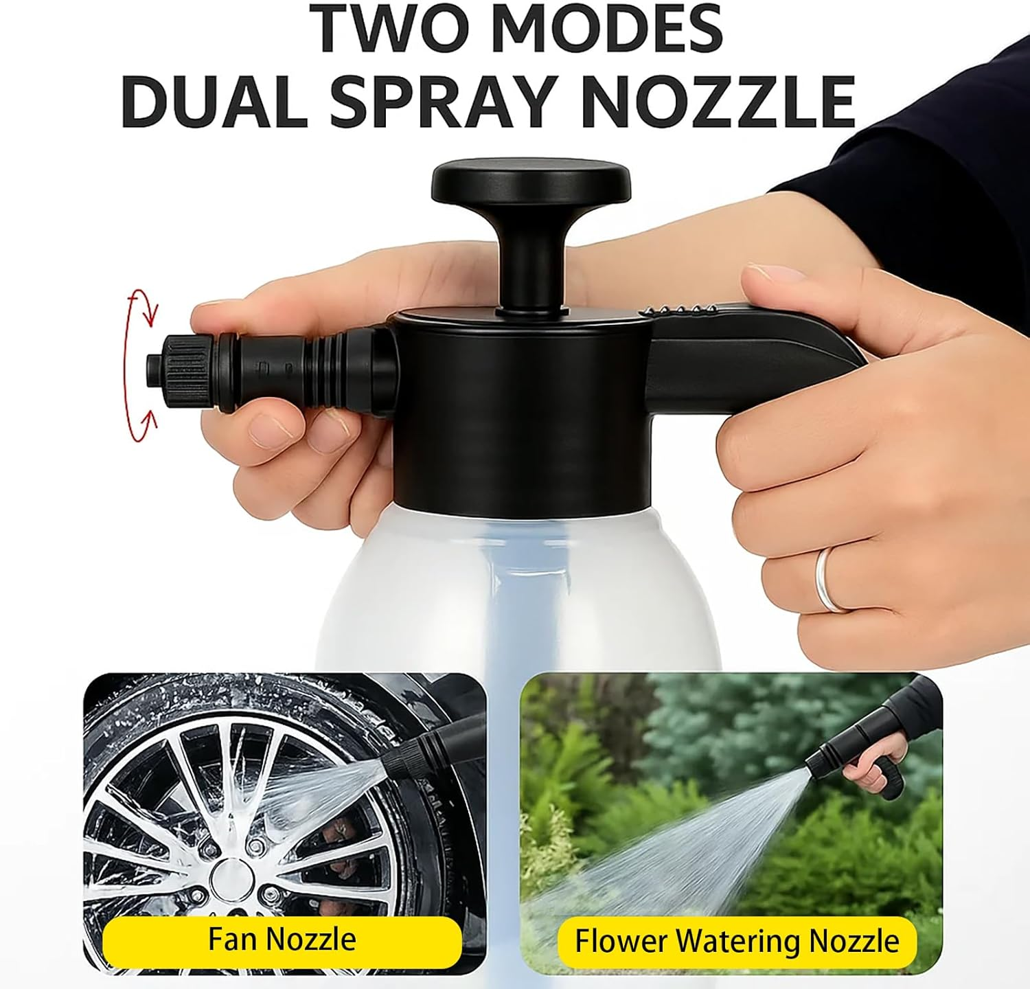 Taoluwin Car Wash Foam Sprayer, 2L Foaming Pump Sprayer with 55&deg; Fan Jet & Dual Modes, Heavy-Duty Pressure Handle for Thick Suds, Cars, Gardens, and Pets