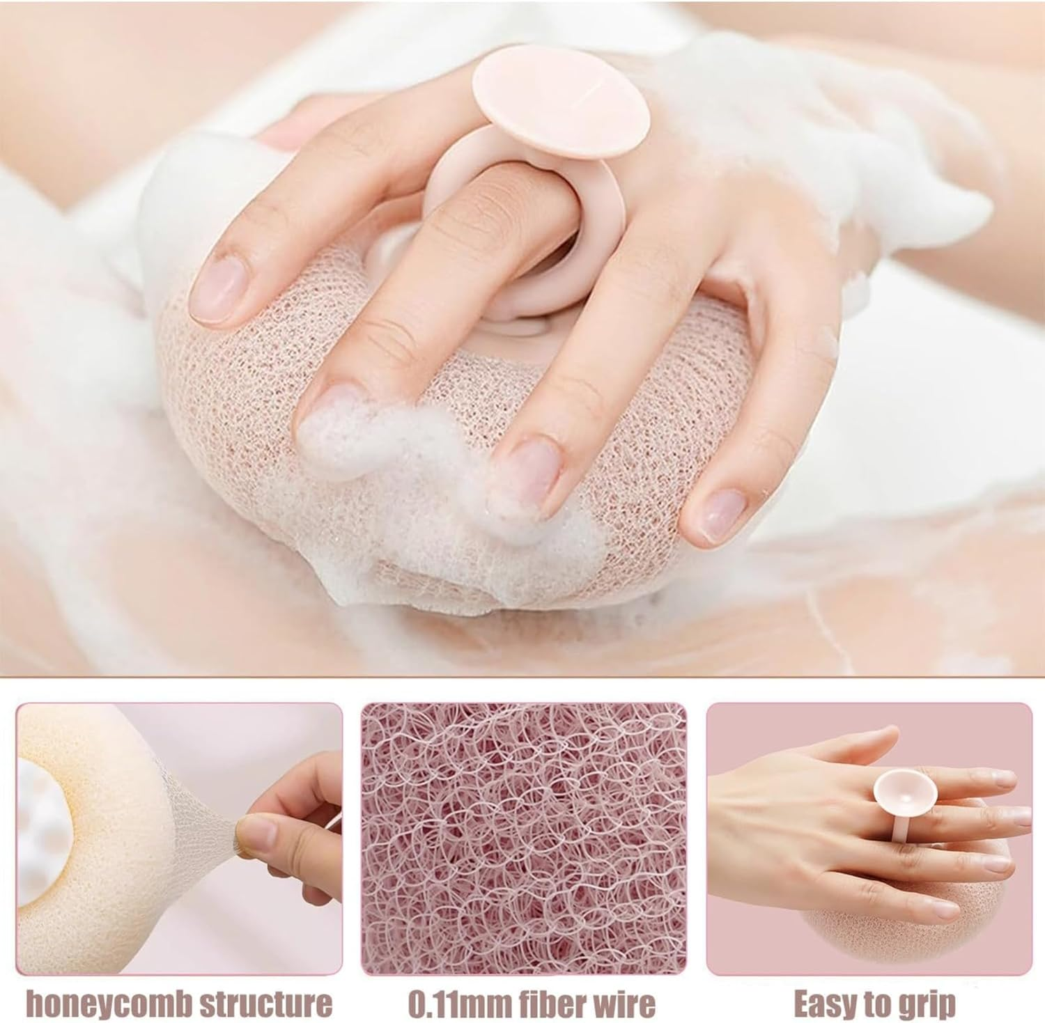 Suction - Cup Bath Sponge - Exfoliating & Massaging Bath Scrubber, anti - Shedding, Imitation Natural Sponge with 3D Honeycomb Structure, Soft & Springy for Effective Scrubbing (Style2-2Pcs) image number 1