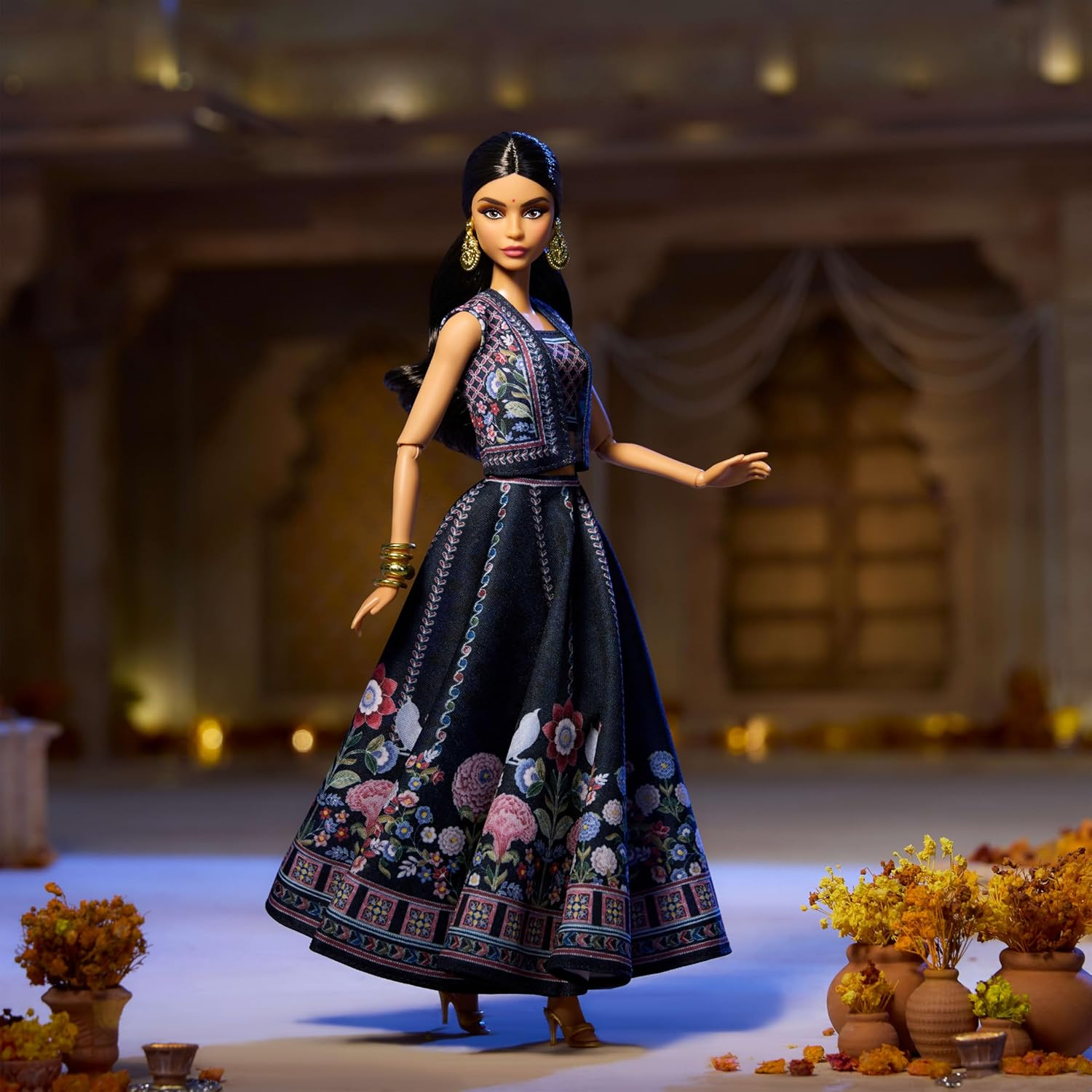 Barbie Signature Diwali Doll by Anita Dongre Wearing Festival of Lights Look, Holiday Collectible with Doll Stand & Certificate of Authenticity image number 5