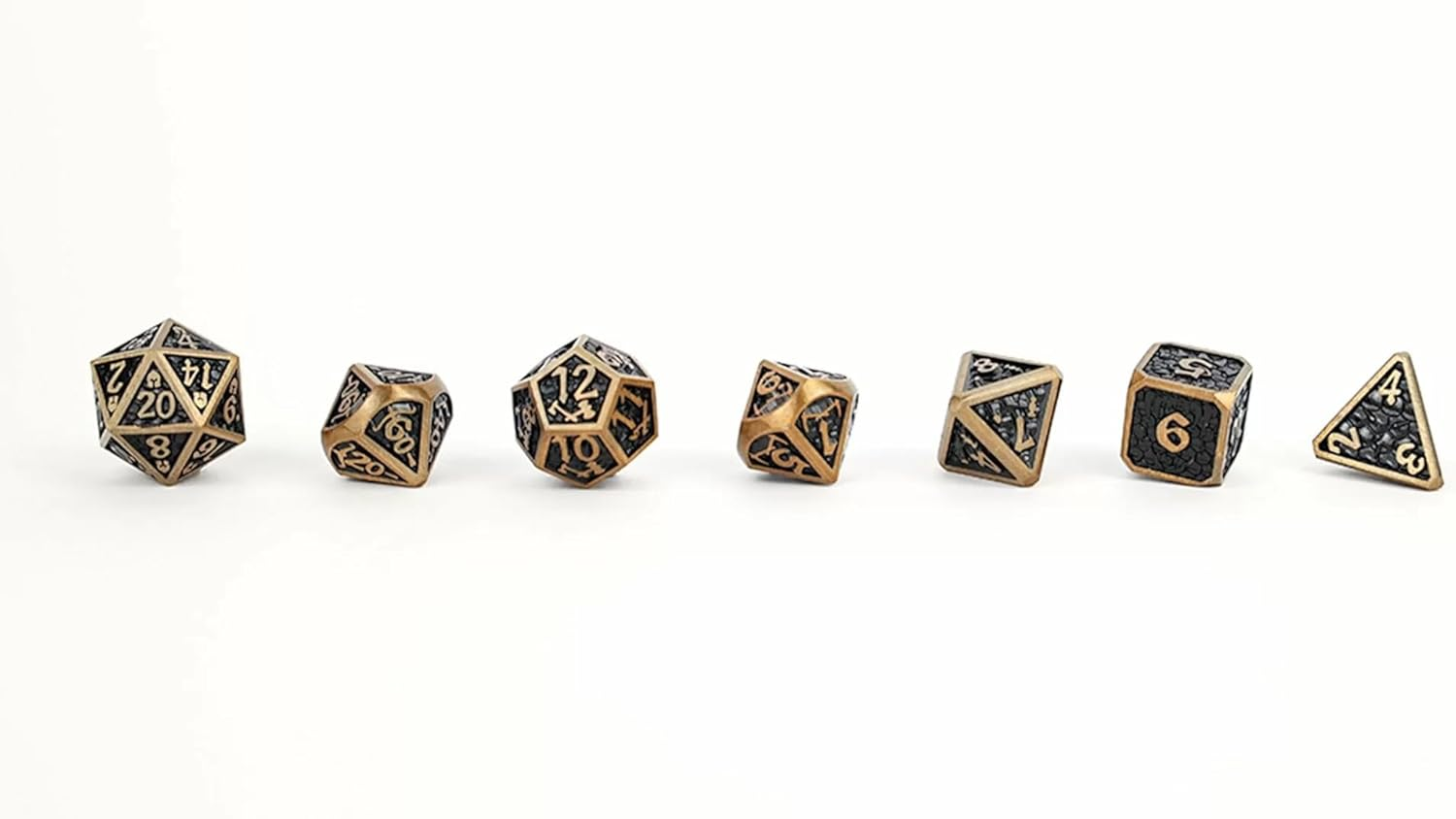 LPG Dice Set - Metal RPG Draco Dark Black/Gold image number 4