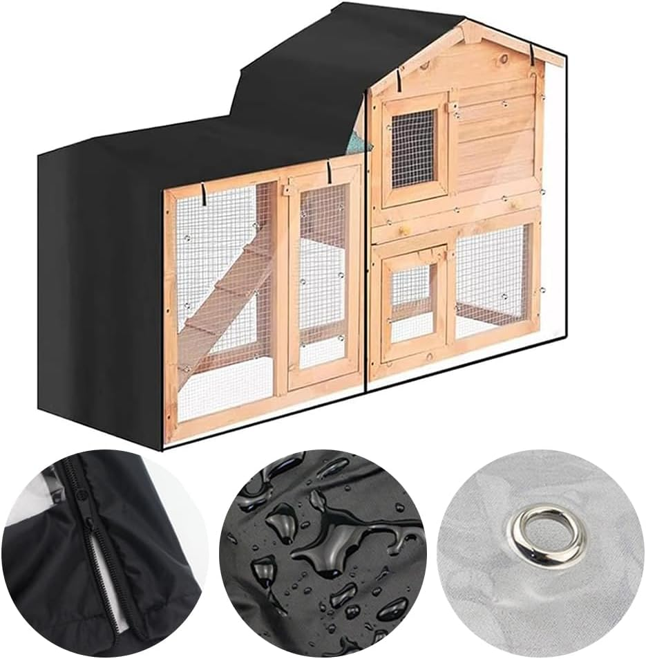 Small Animal Cage Cover,Bird Cage Cover,Rabbit Dust Cover,Pet House Dust,For Night Waterproof Windshield Light Proof Parrot Cage Cover Breathable Washable(Black) image number 3