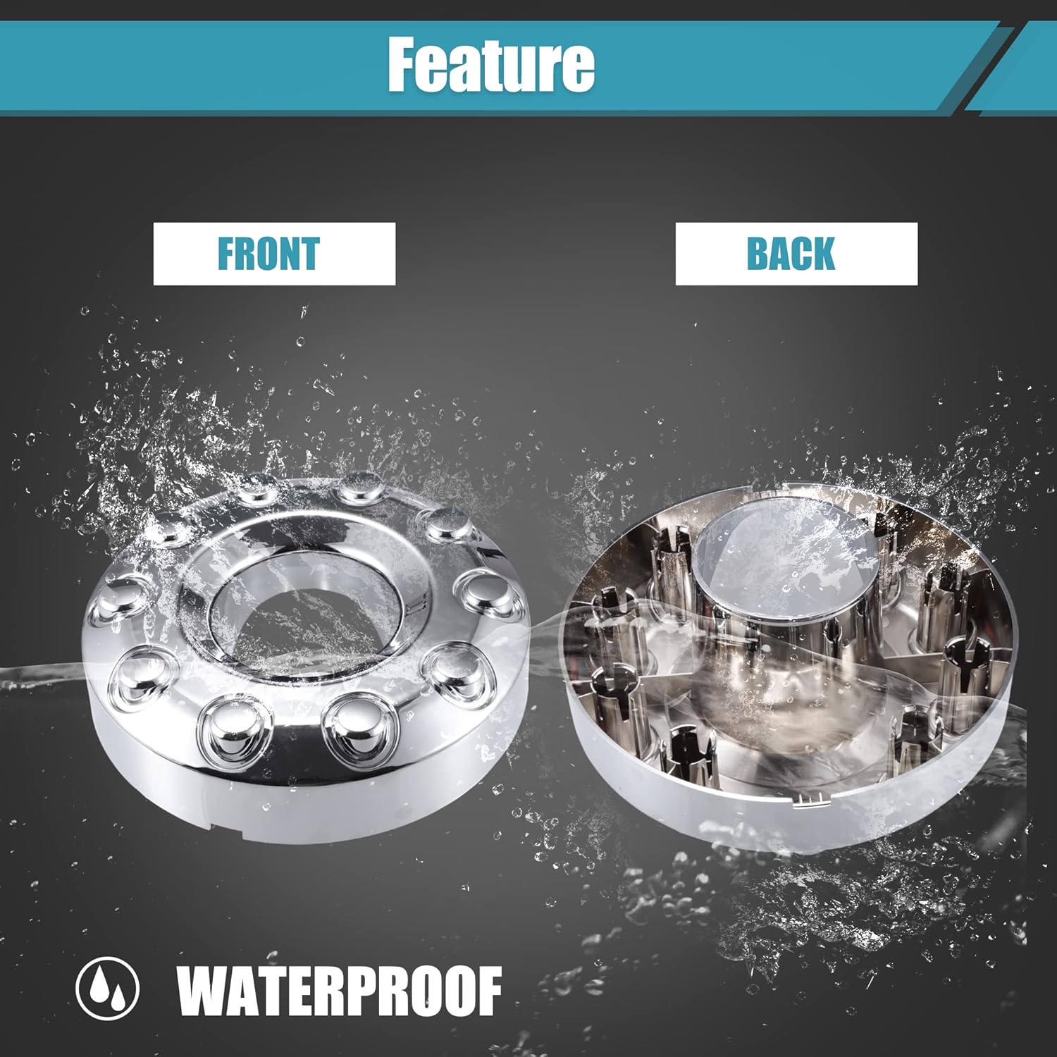 X AUTOHAUX Front 10 Lug Chrome Wheel Center Hub Cap Cover for Ford F450 F350 Super Duty 2011-2016 Wheel Hubcap Wheel Center Cap 5C3Z1130NA Front Wheels Only W/ 4X4 image number 2