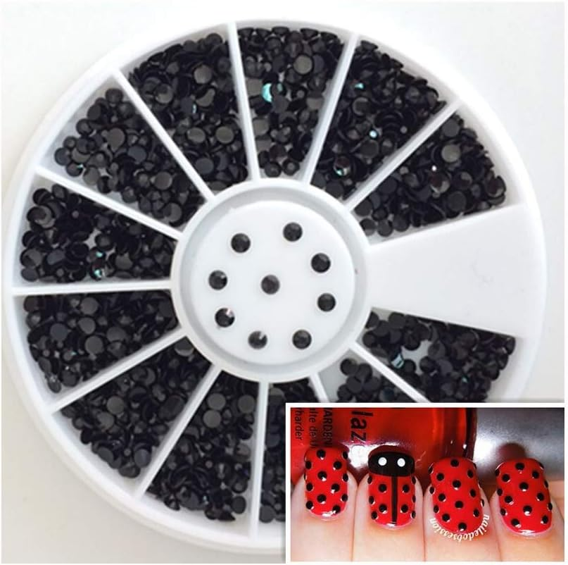 HANGQINGHENG Black Rhinestone 2Mm Crystal Nail Decal Flat Acrylic Rhinestone Nail Decoration image number 3