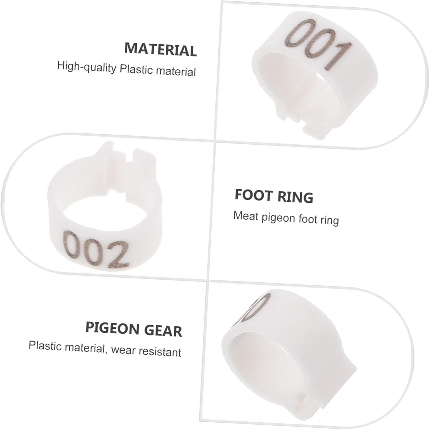 Beavorty 100Pcs Digital Foot Ring Pigeon Foot Ring Numbered Bird Leg Pigeon Identification Bands for Bird Poultry Leg Bands