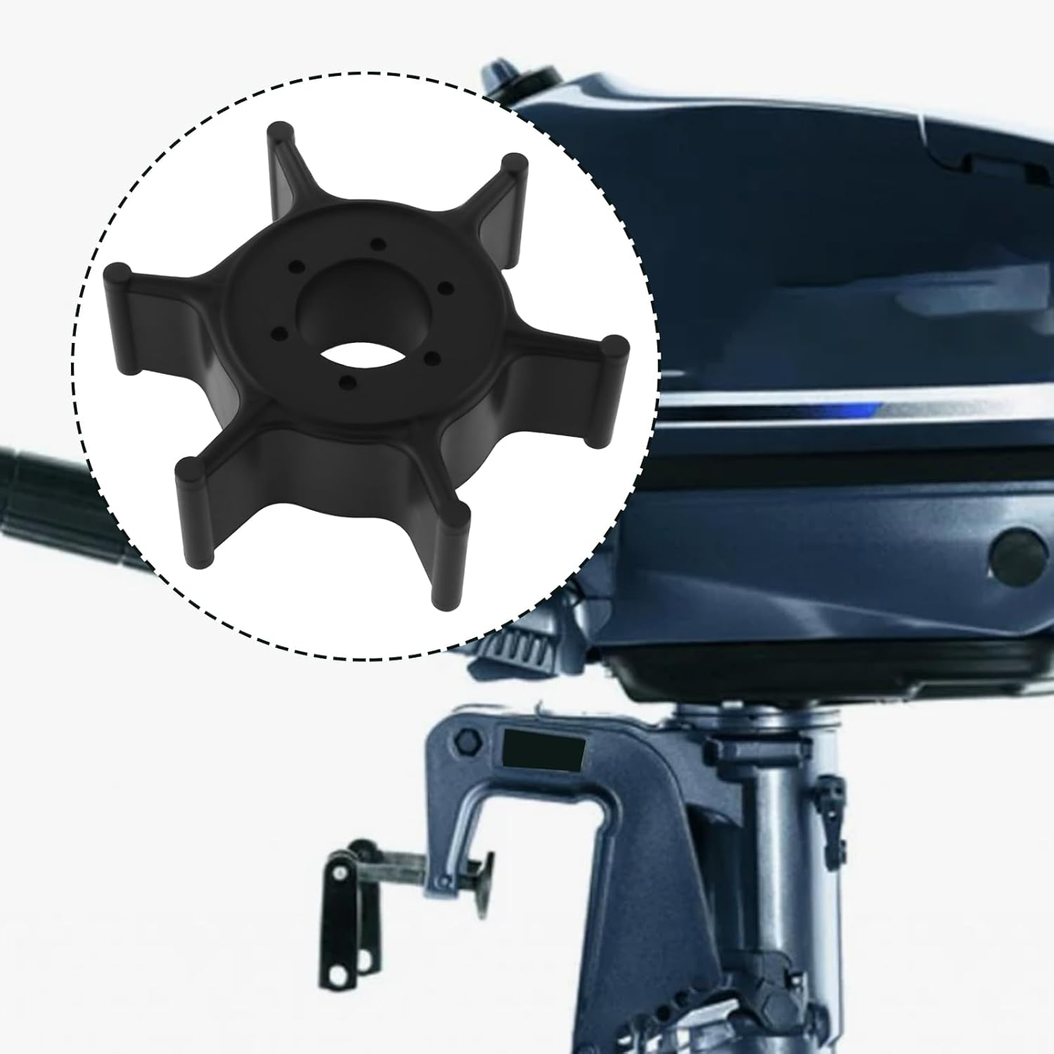 YINETTECH Water Pump Impeller Replacement Part 6E0-44352-00-00 Compatible with YAMAHA 4HP & 5HP or Compatible with MARINER 2-Stroke Outboards image number 1