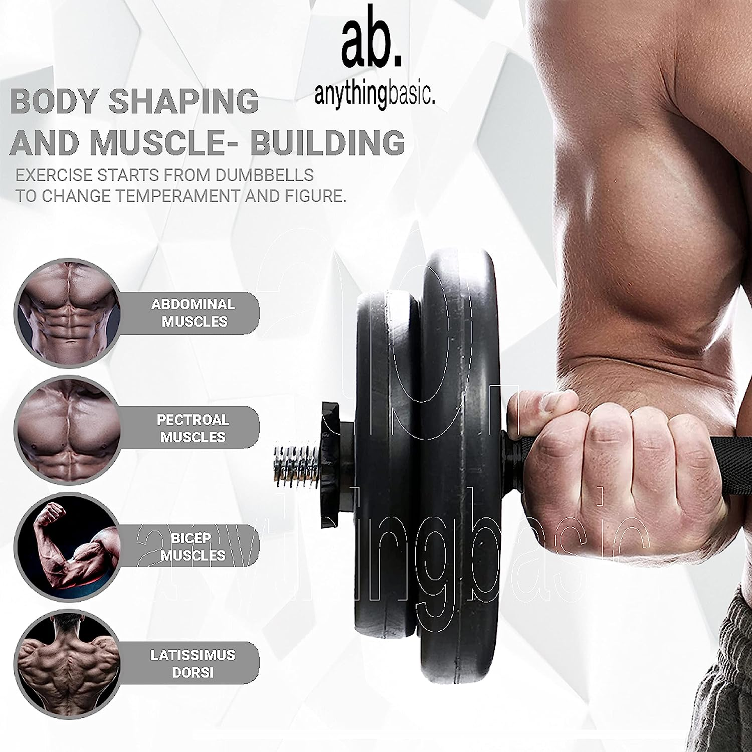 Anythingbasic PVC 8 Kg Home Gym Set with 1 Kg Blue Dumbbells Pair | Black | Material : Iron, PVC, Sand and Cement | Combo Has 3 Feet Curl Iron Rod, One Pair of Dumbbell Rods | for Men and Women image number 5