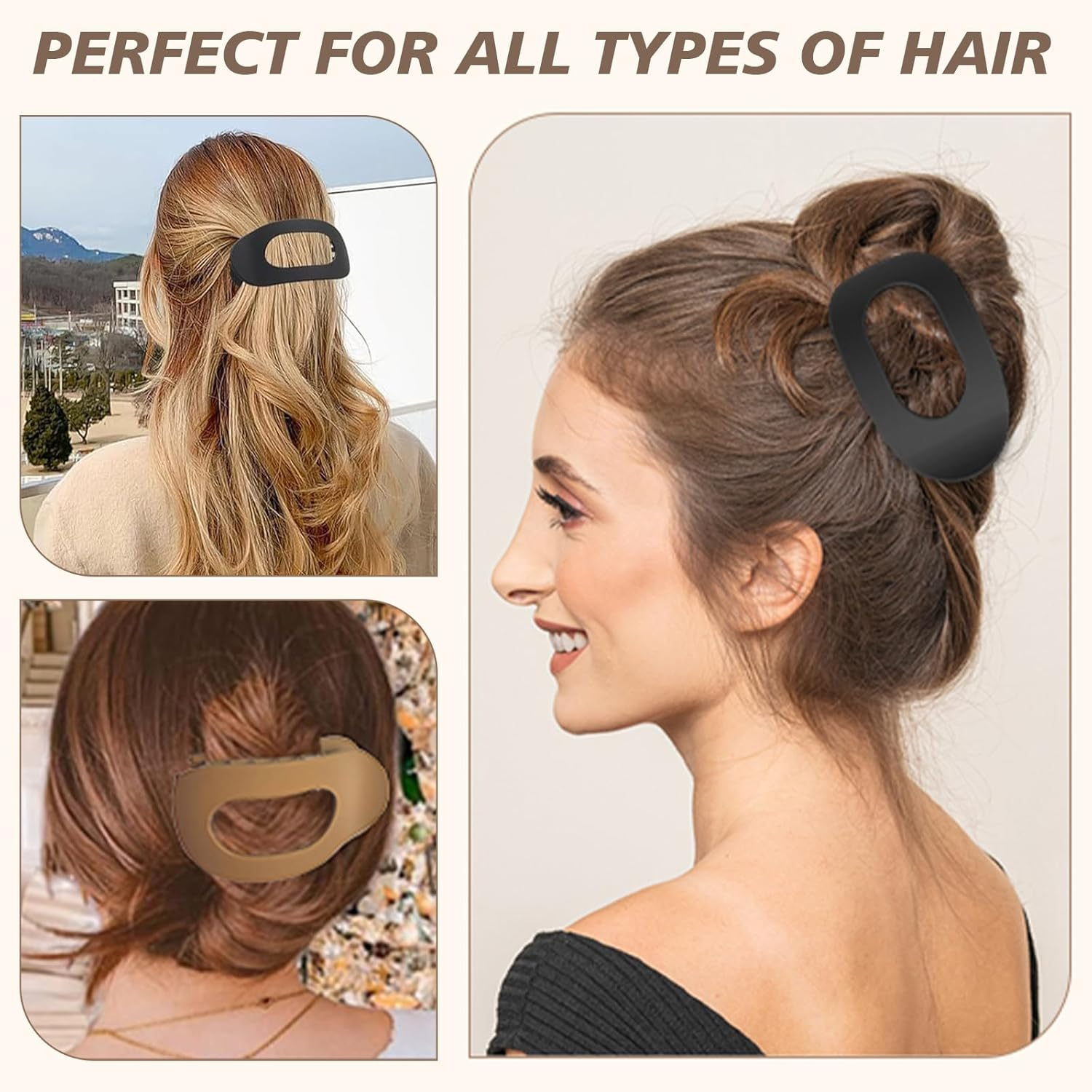 4 PCS Flat Hair Clips, Strong Hold Lay down Women Hair Claw Clamps, Barrettes Alligator Clip, Matte Hair Claw Clips for Thick Thin Hair, Comfortable Curved Flat Clips for Lying Driving (01) image number 3