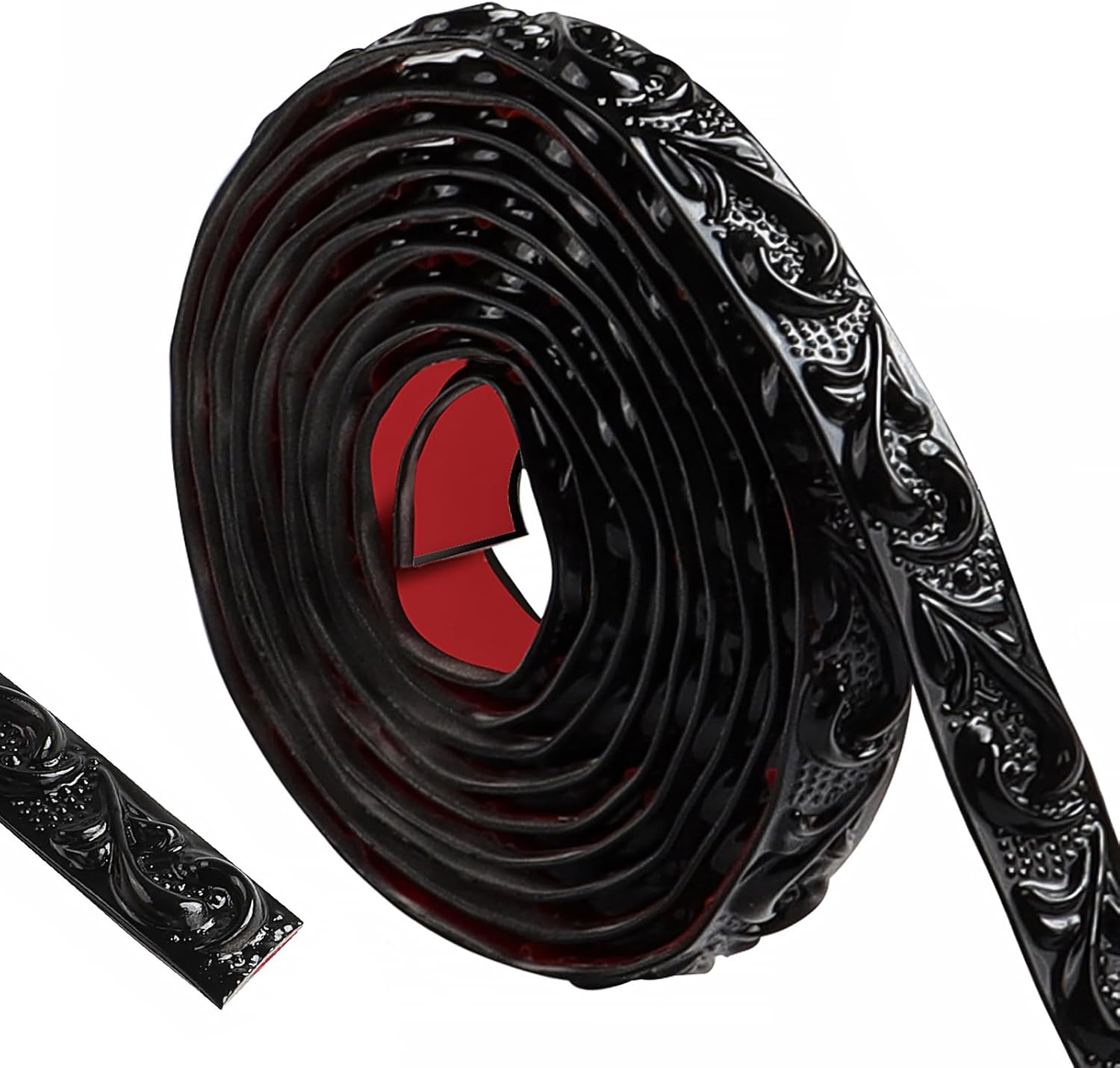 600Cm Flexible Coving for Ceilings- Self Adhesive Wallpaper Border, Waterproof Moulding Trim 3D Vintage Pattern, Peel and Stick Wall Border for Home Decoration（Black with Gold-2Cm）