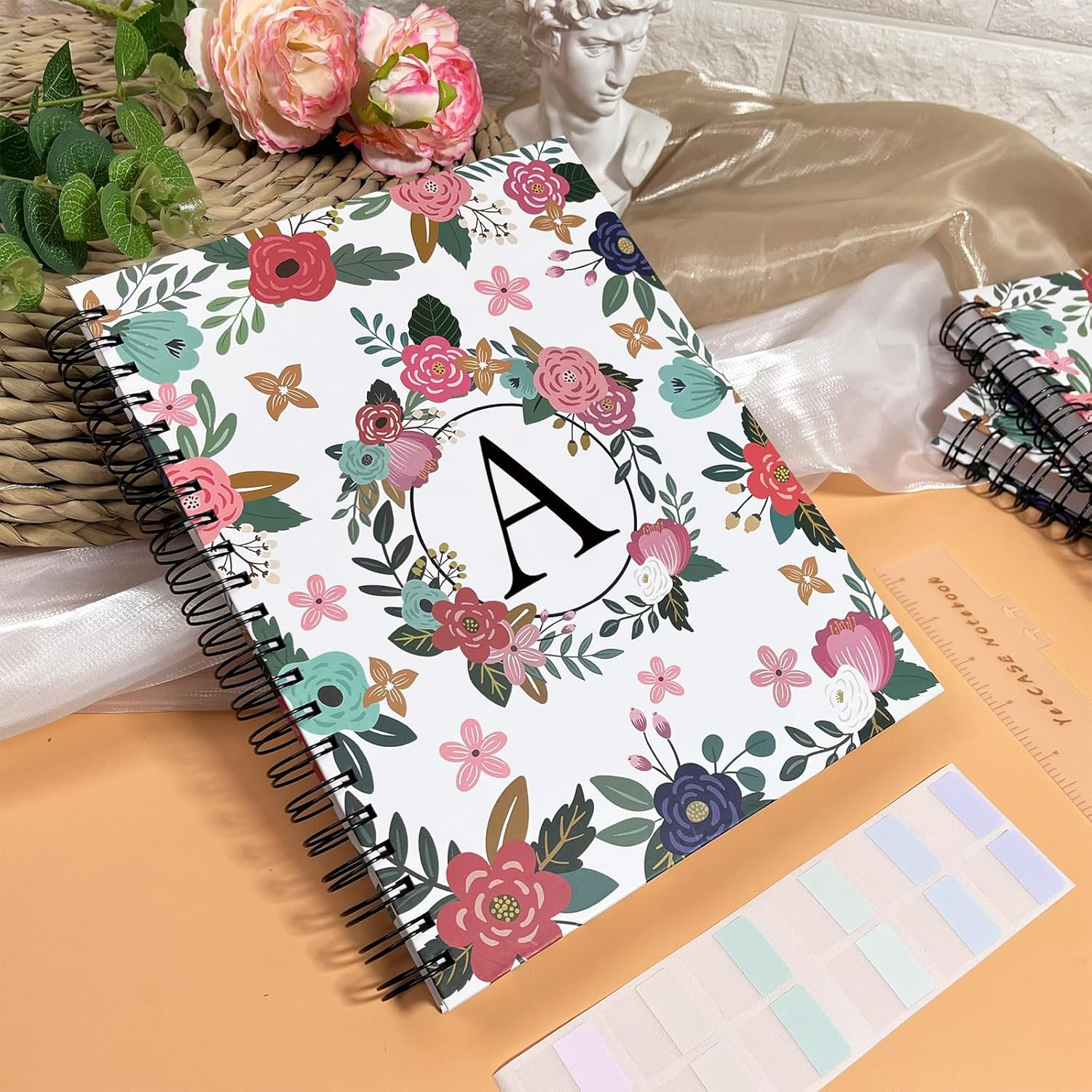 Hardcover Spiral Notebook Journal 8.5&rdquo; X 11&rdquo;, 300 Pages Journals, A4 Large College Ruled Cute Floral Letter Spiral Journal for Work School Note Taking,Lined Journal for Women Men image number 4