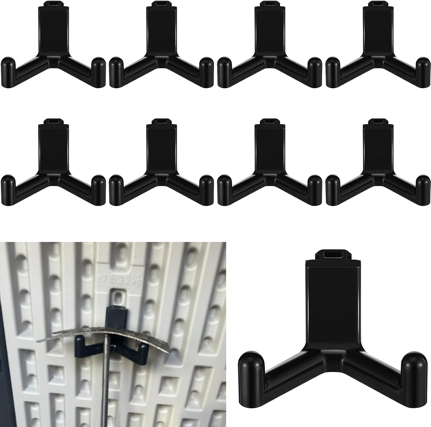 5 Pcs Plastic ABS Tool Hooks Compatible with Lifetime Shed 60305 60118 60127 60138 60141 Etc Not Work on Any Sheds with Horizontal Siding (Black) image number 3