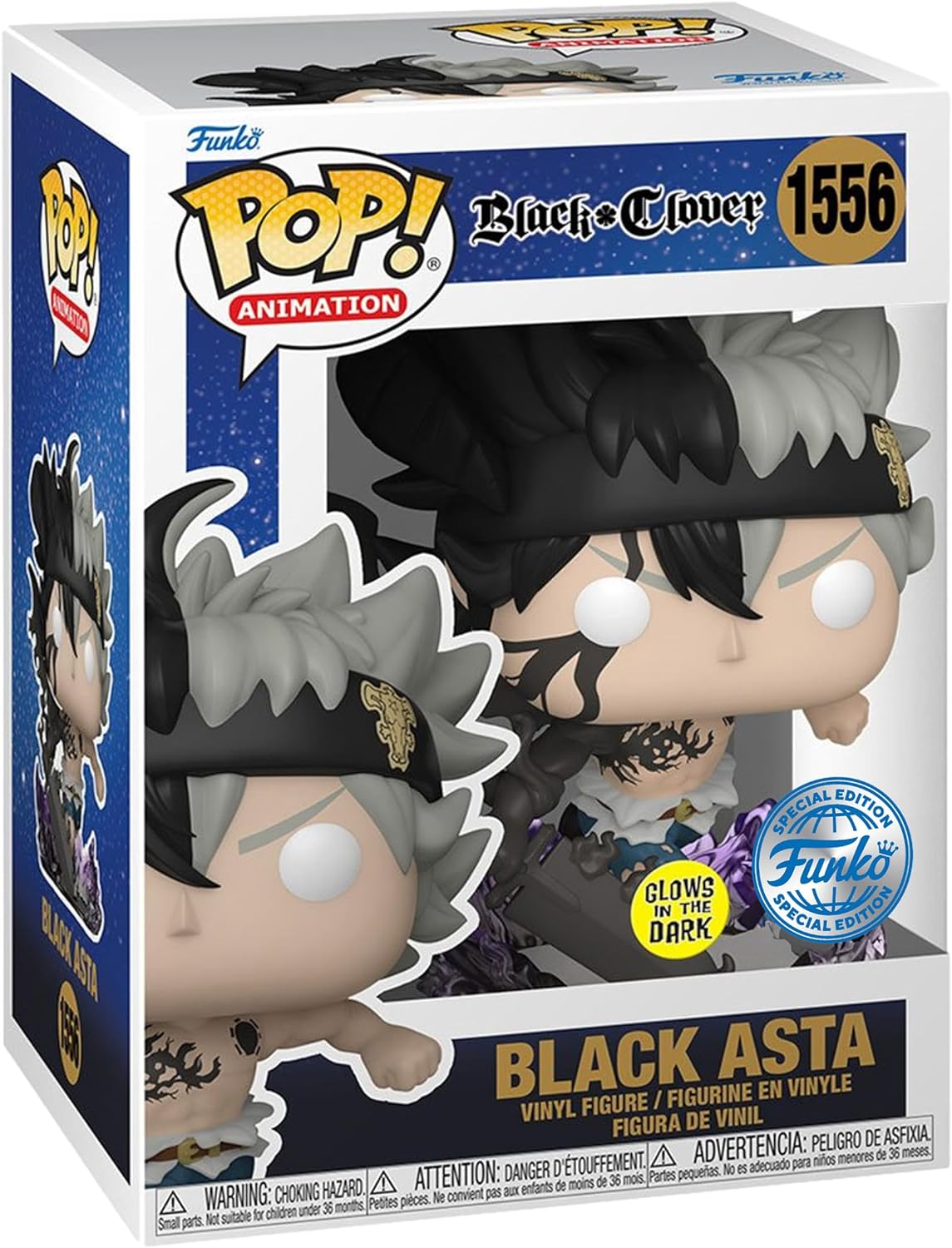Funko Pop Black Clover - Demon Asta US Exclusive Glow Vinyl Figure, 4.55-Inch Height