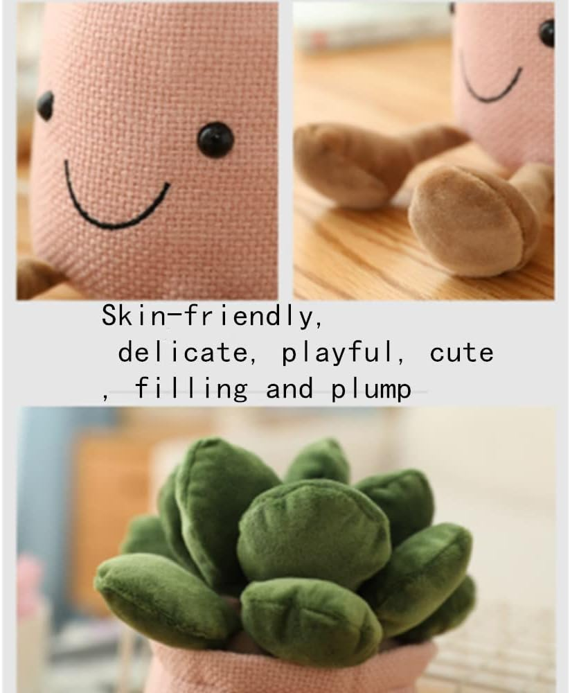 OUKEYI 9.8 Inch Succulents Plush Toy, Flower Pot Stuffed Plushie Pillow Decoration, Cute Soft Plants Throw Pillow for Christmas Birthday Gifts (Khaki) image number 2