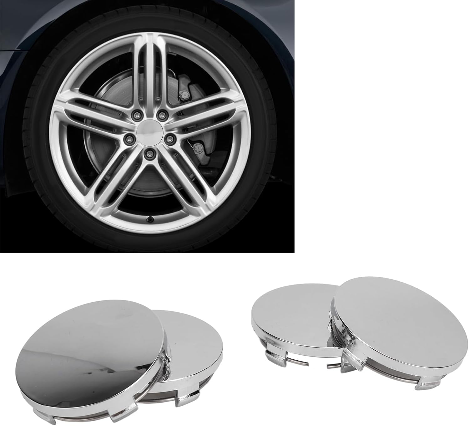 DAUZ Rim Hub Center Cover, Wheel Center Caps Stylish 60Mm Impact Resistant 4PCS Universal for Cars (Electroplated Colors), Dauz4W25Uaikmp-12 image number 2