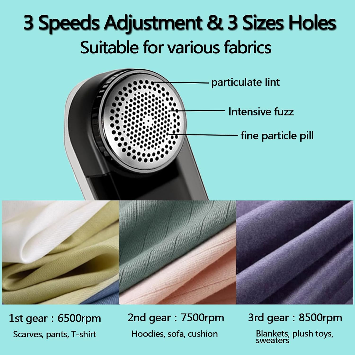 Rechargeable Electric Lint Fabric Shaver with 3 Speeds & 2 Replacement Blades,Led Display Portable Fuzz Remover for Pilling Clothes,Couch, Sweater image number 1