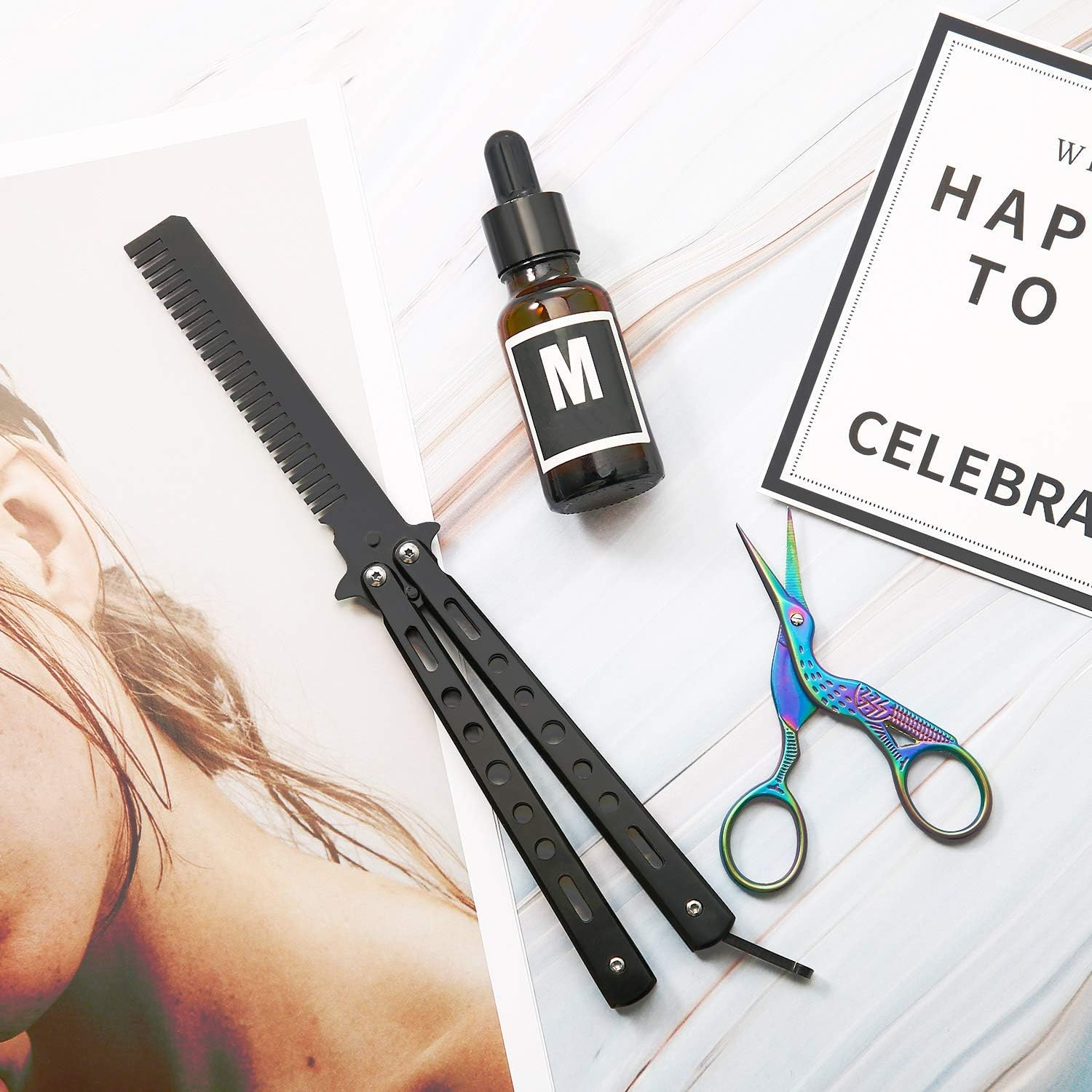 Practice Butterfly Comb, Professional Training Comb, Metal Folding Practice Tool, Portable and Multifunctional, Hair Styling Tools for Sport Outdoor Use