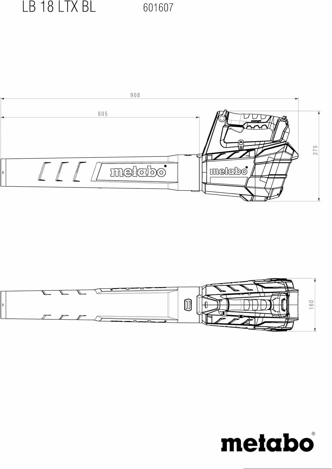 Metabo 18 V 150 Km/H Brushless Leaf Blower (Skin Only) image number 2