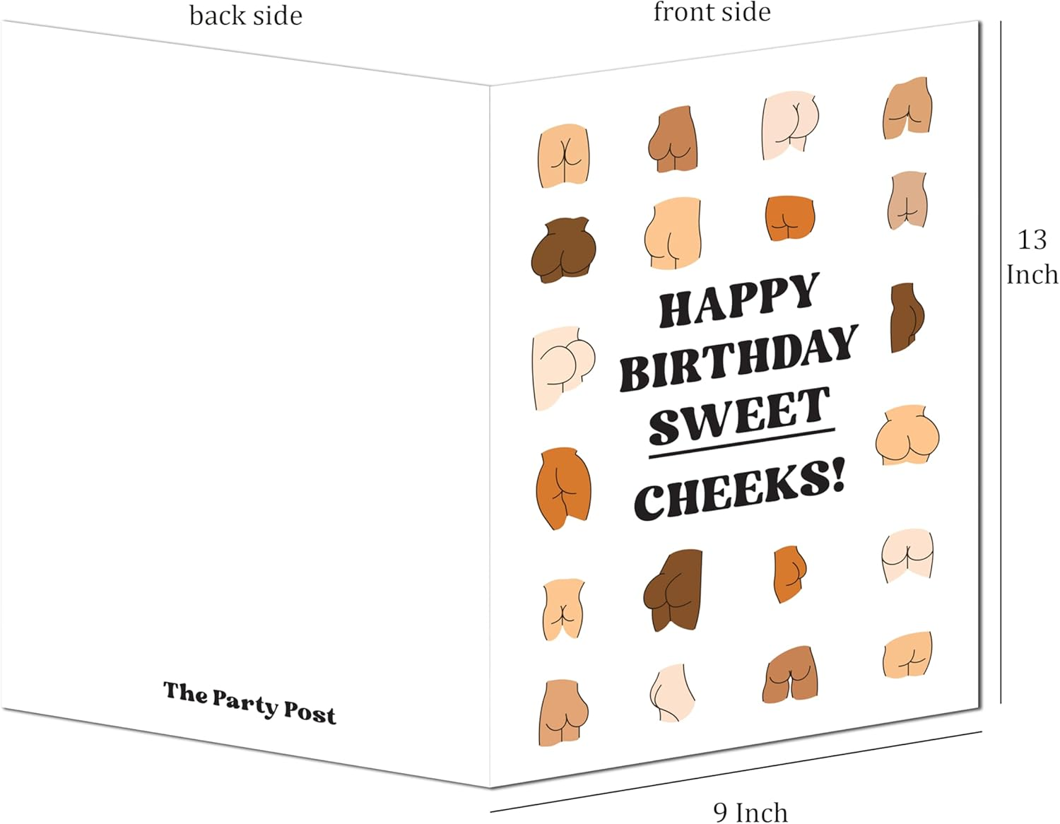 Adult Greeting Funny Birthday Cards for Women or Men. Sweet Cheeks Giant Card & Mailing Envelope. Dirty Anniversary 13X9 In. Ass Illustrations for Her Him. Bday Decor Ideas for Best Friend Coworker. image number 3