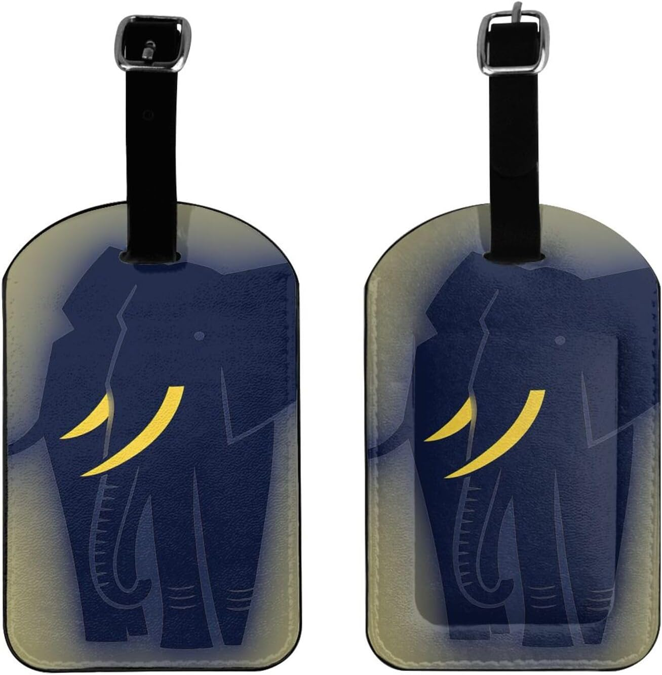 Elephant Silhouette Print Elegant Tag Stylish Tag Luggage Tag 4.3 X 2.76 Inch for Suitcases Travel Bags image number 1
