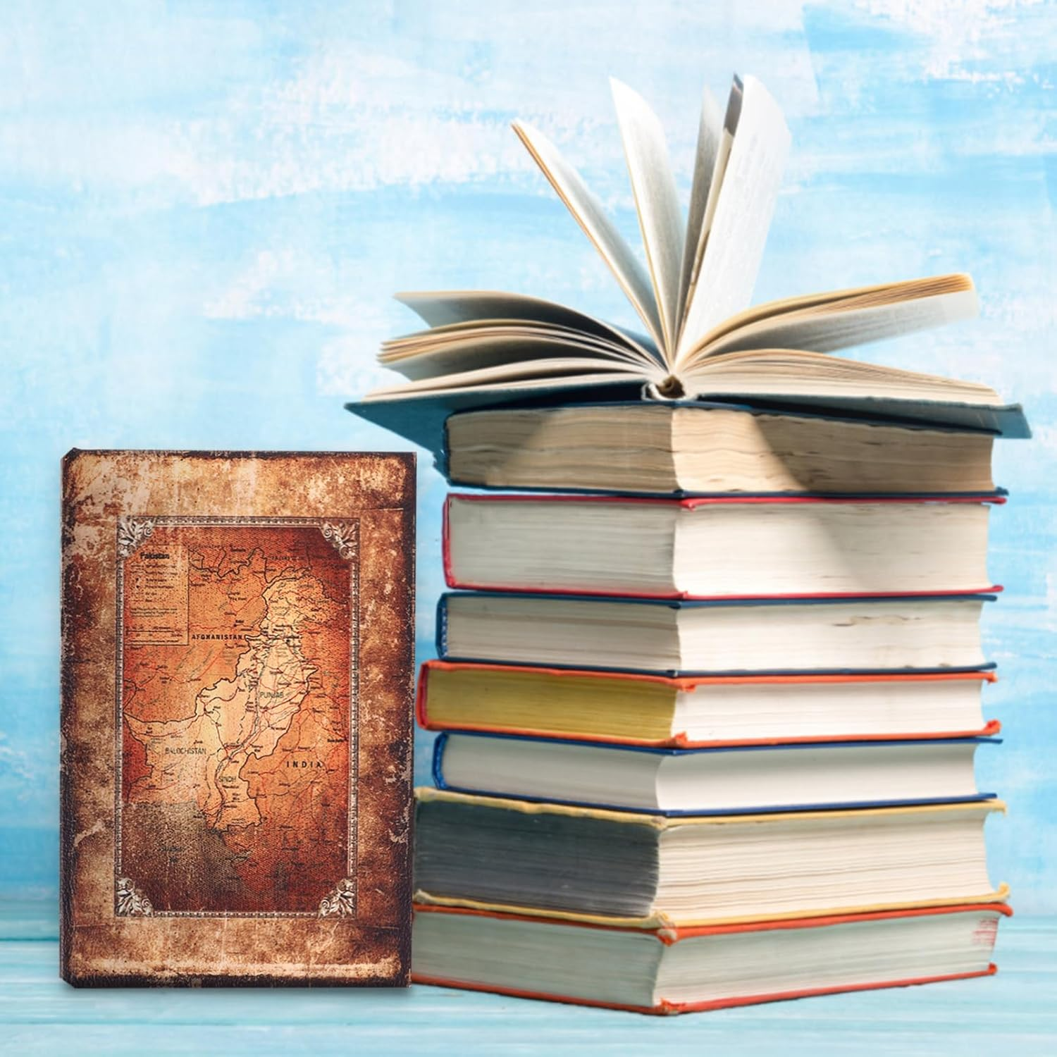 Vintage Book Shaped Box Small Size Decorative Storage Organizer Simulation Book Box Home Ornament Vintage Nautical Map Design image number 5