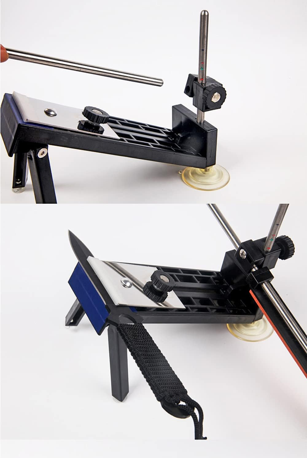 Meichoon Knife Sharpener System Professional Stainless Steel Kitchen Chef Fixed-Angle Sharpening Tools Kit with 4 Whetstones,Ue12 image number 4