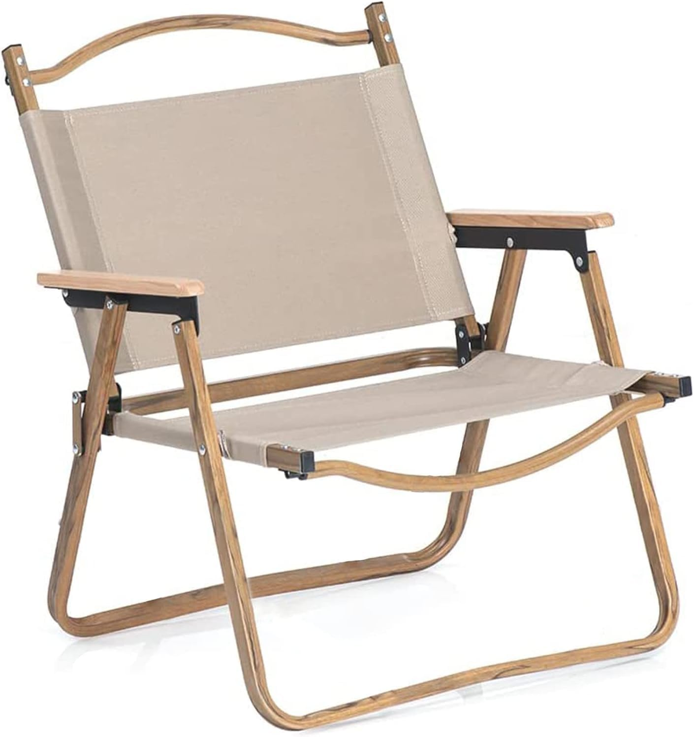 Fohouse Folding Camping Chair, Portable Camping Chair, Lightweight Camping Backpacking Chair, Outdoor Beach Chair for Camping Hiking Garden Travel Beach Picnic BBQ Outdoor (Beige, Large)