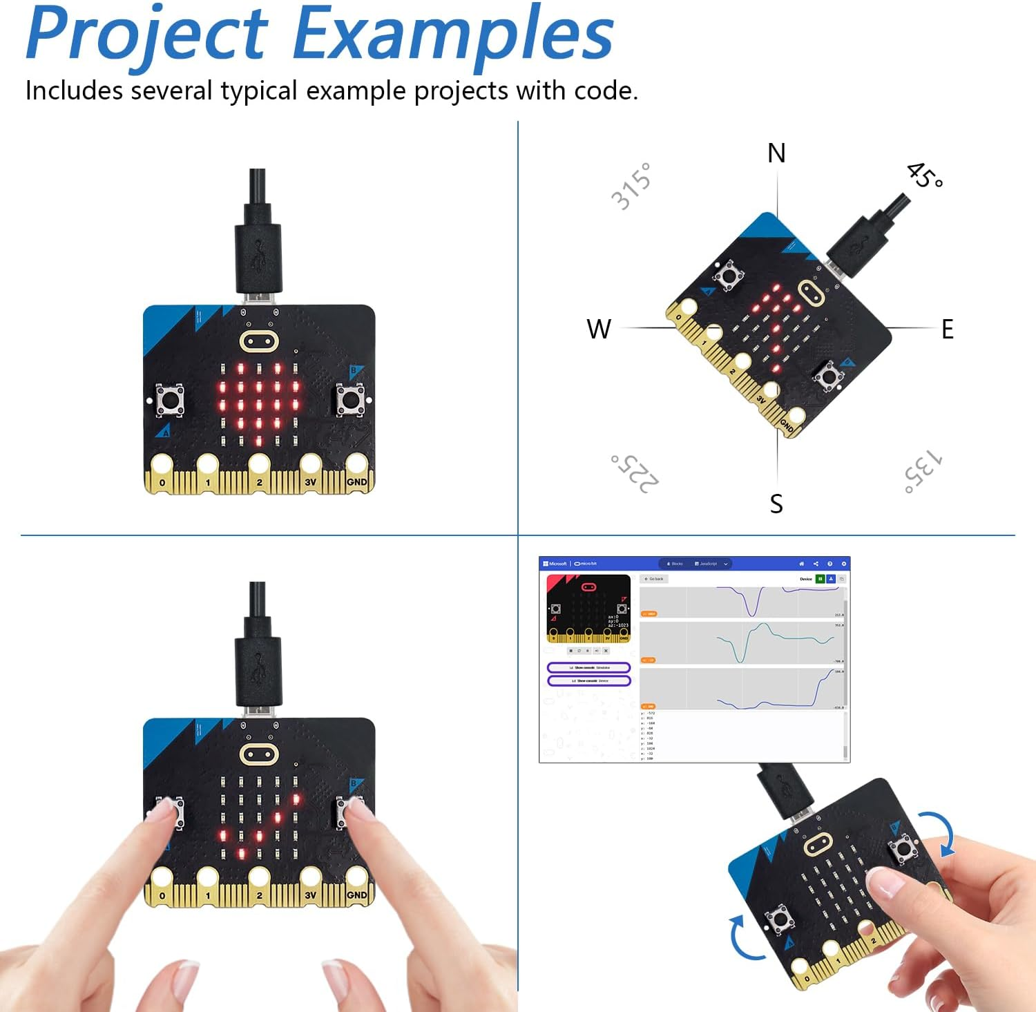 Freenove BBC Micro:Bit V2 Development Board, Blocks and Python Code, Detailed Tutorial, Example Projects