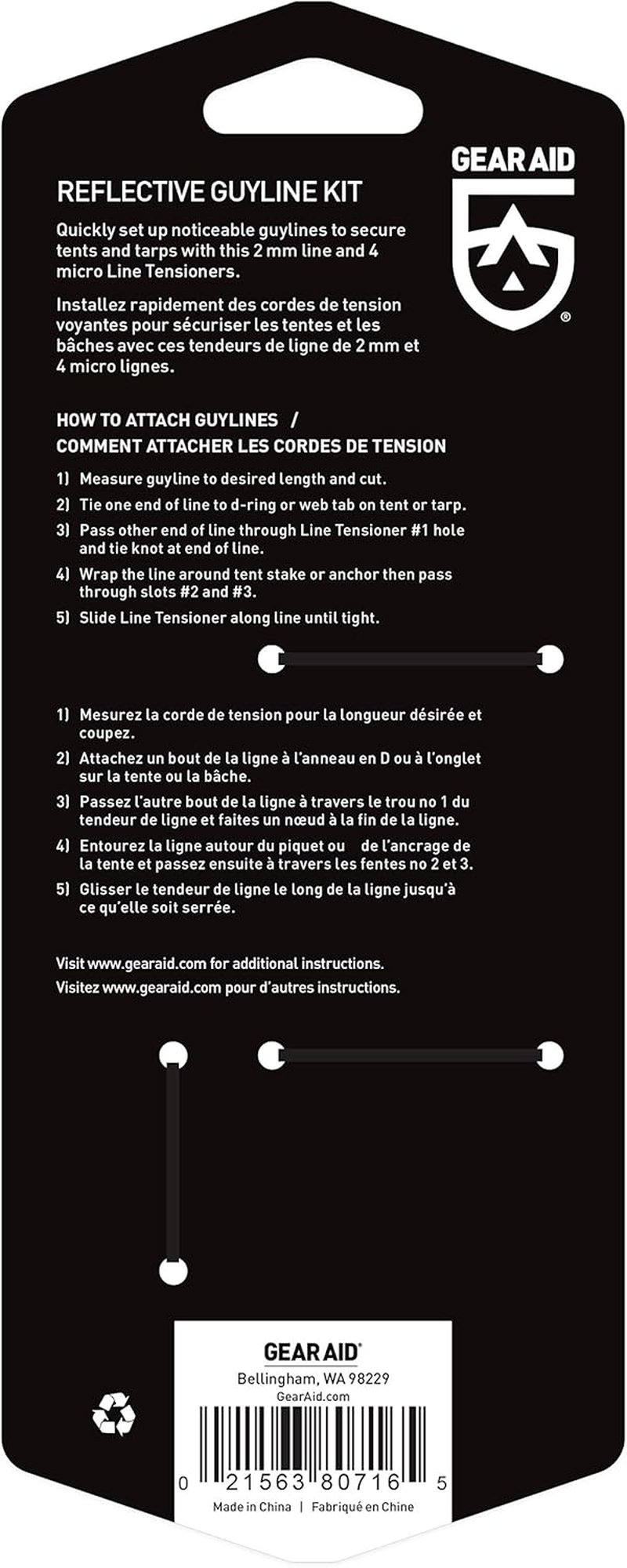 GEAR AID Reflective Guyline Kit with Line Tensioners for Tents and Tarps, 50 Ft, Orange image number 1