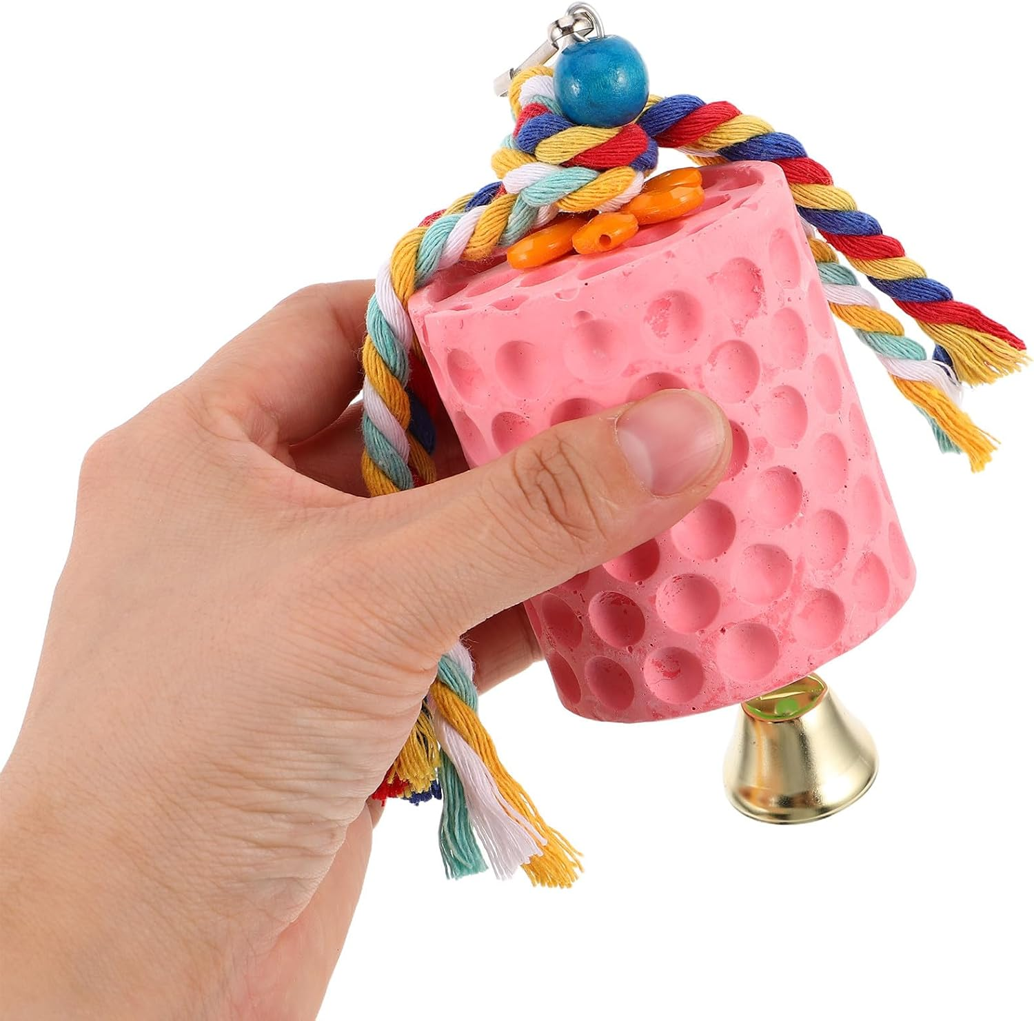 COHEALI Bird Beak Grinder with Bell Parakeet Mineral Block Natural Bird Grinding Stone Chewing for Parrots Cockatiels Conures and Small Pets image number 2