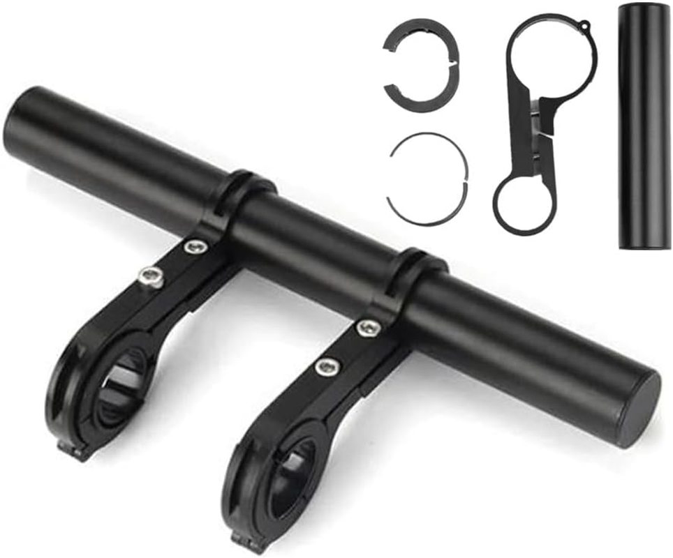 Bike Handlebar Extender Multifunction Double Bike Handlebar Extender Aluminum Alloy Super Long Clamp Bracket Accessory Handlebar Extension Rack for Holding Bicycle Speedometer (Double Clamp - 20Cm) image number 2
